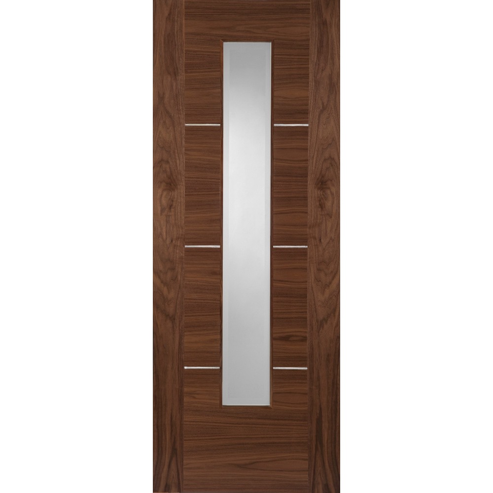 Internal Pre-Finished Walnut Nova 1 Light Glazed Fire Door